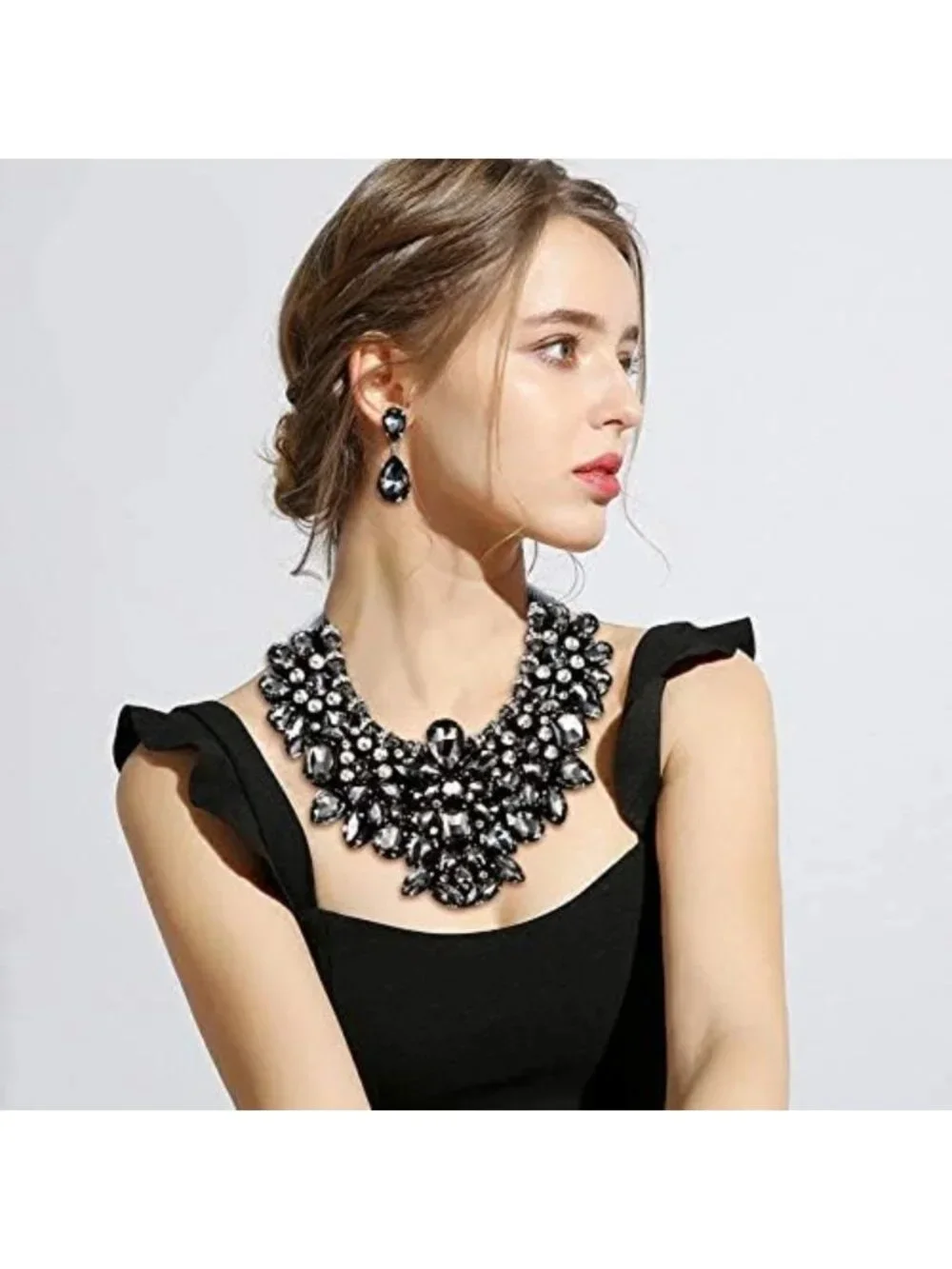 Colorful Rhinestone Crystal Statement Jewelry Set - 9 Colors Necklace & Earrings